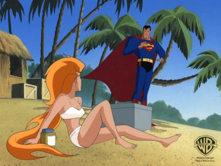 Superman the Animated Series Original Production Cel on Original Background: Superman and Volcana Online now