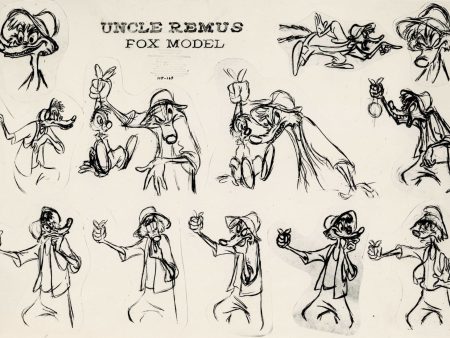 Song of the South Original Production Model Sheet: Uncle Remus Fox Model with Framing Online now