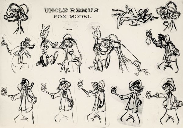 Song of the South Original Production Model Sheet: Uncle Remus Fox Model with Framing Online now