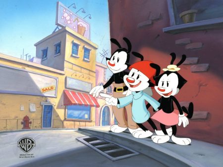 Animaniacs Original Production Cel on Original Background:  Yakko, Wakko, and Dot Online