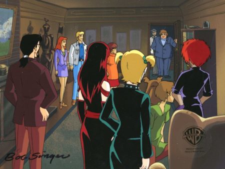 Scooby-Doo and the Witch s Ghost Original Production Cel on Original Production Background: The Hex Girls, The Mystery Gang, Ben Ravencroft, and Mayor Corey Online now