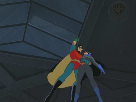 Batman The Animated Series Original Production Cel On Original Background: Batgirl and Robin Online Hot Sale