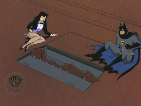 Batman The Animated Series Original Production Cel On Original Background: Batman and Zatana Hot on Sale