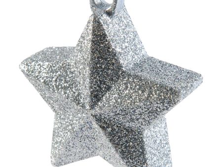 Silver Star Glitter Balloon Weight 6oz Supply