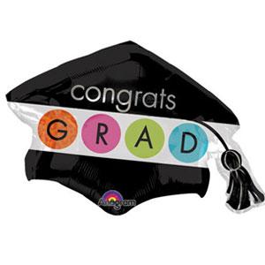 Colorful Commencement Cap Supershape Balloon 31 x 22in Cheap