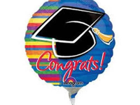 Colorful Stripes Grad Foil Balloon 9 in Fashion