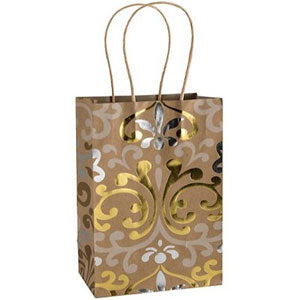 Gold & Silver Damask Small Kraft Bag Online Sale