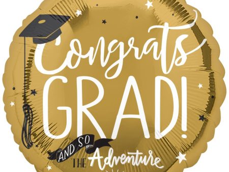 The Adventure Begins Graduation Foil Balloon 45cm on Sale